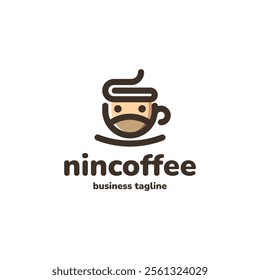 ninja coffee vector logo design