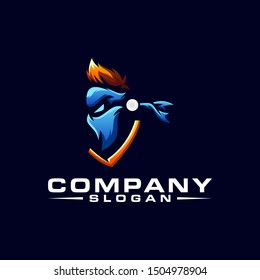 ninja color logo design vector 