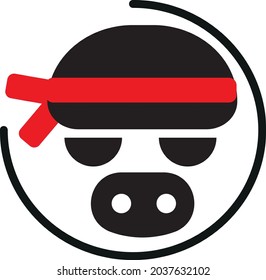 Ninja Cow Logo With Red Headband