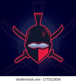 Ninja and cross sword mascot logo design template. Ninja mascot for gaming channel.