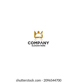 ninja con diseño de logo de cabeza de corona símbolo de ilustración