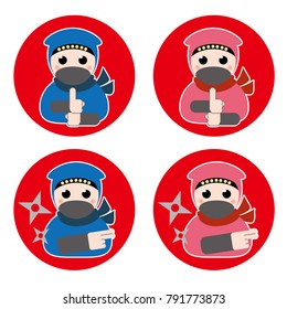 Ninja cute icon set