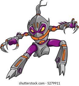 Ilustración del vector de guerrero robótico Ninja Cyborg