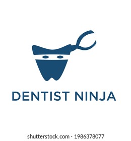 Dentist Ninja Logo. Logo-Vektorgrafik des Zahnarztes. Ninja Logo Design.