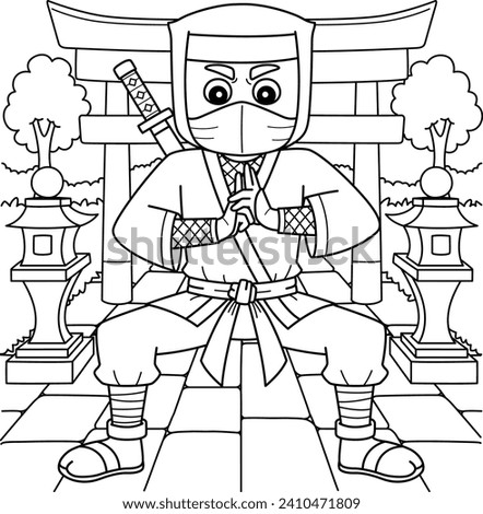 Ninja doing Hand Seals Coloring Page for Kids