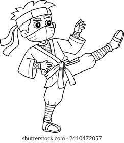 Página de Colores Aislados de Ninja Doing Martial Arts 