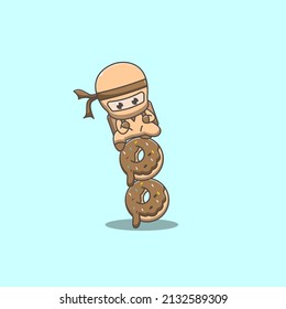 ninja and donut vector illustration