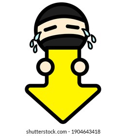 Vector de icono de flecha abajo Ninja