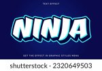 Ninja editable text effect with 3d style. Text emblem for advertising, branding, business logo