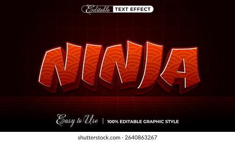 ninja editable text effect, lettering typography font style