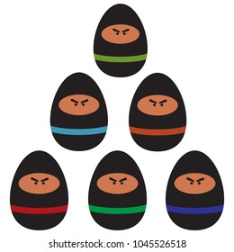 Ninja eggs illustration. Easter Holiday Symbol. Flat design.