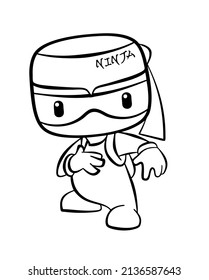 Ninja. Element for coloring page. Cartoon style.