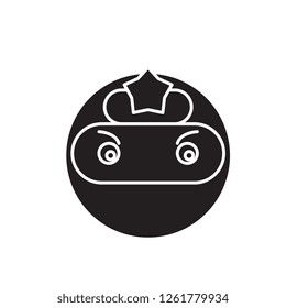 Ninja emoji black vector concept icon. Ninja emoji flat illustration, sign