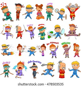 Ninja Emoji for different expression and feeling in vector