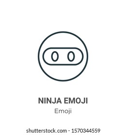 Ninja emoji outline vector icon. Thin line black ninja emoji icon, flat vector simple element illustration from editable emoji concept isolated on white background