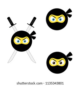 Ninja emoticons set