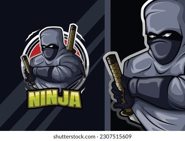 Ninja esport cartoon logo mascot illustration