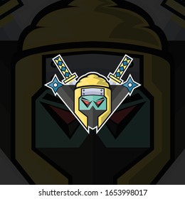 ninja esport logo with katana and shuriken