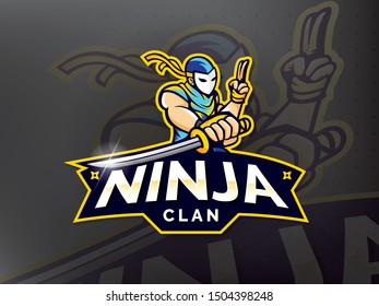 Ninja esports mascot logo design. mascot ninja characters with mask and sword. Vector illustration