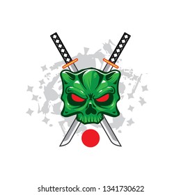 Ninja evil mask with katana