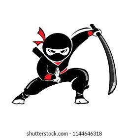 ninja expression with sword, cartoon character