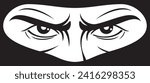 Ninja Eyes Black and White. Vector Illustration.