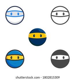cara de ninja, paquete de iconos plano