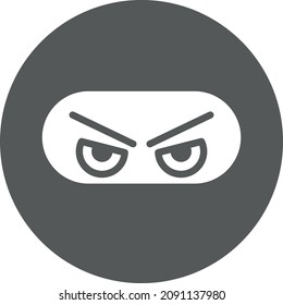 Ninja face icon. Eyes only expression. Assassin head covered in black