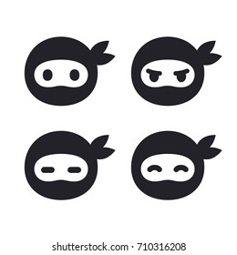 Juego de iconos de cara Ninja. Logo simple y moderno al estilo de las caricaturas planas. Ilustración vectorial.