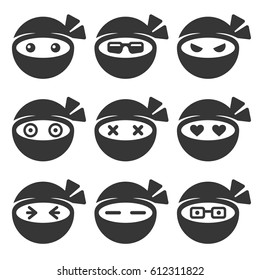 Iconos Ninja Face sobre fondo blanco. Ilustración del vector