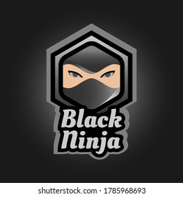 ninja face of logo design with black color background