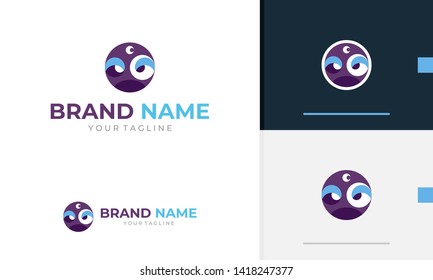 Ninja Face Logo, Ninja mascot design, Cute Purple Ninja Mask, suitable in dark and white background