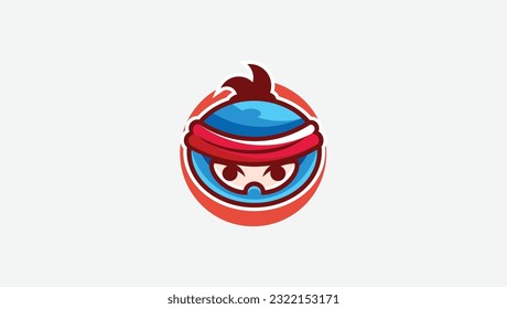 plantilla de diseño de vectores de logotipo de cara de ninja