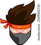 Ninja Face Logo Vector, mask vector, Cartoon ninja, head logo design, vector