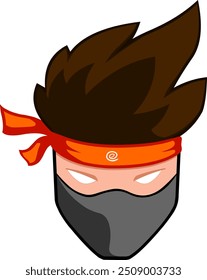 Ninja Face Logo Vetor, vetor máscara, ninja de desenhos animados, design de logotipo da cabeça, vetor