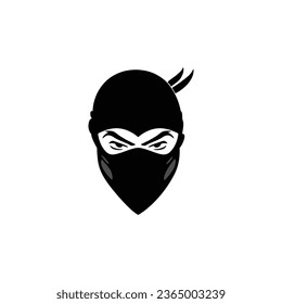 Ninja Gesicht Logo Vektor von Shinobi Maskottensymbol, Massin Samurai Kopf Silhouette Symbol Clip-Kunst. einzeln auf weißem Hintergrund.