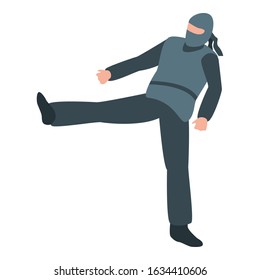 Ninja fighter icon. Isometric of ninja fighter vector icon for web design isolated on white background