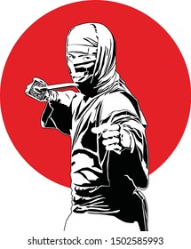 Ninja Fighter Katana Art Vector