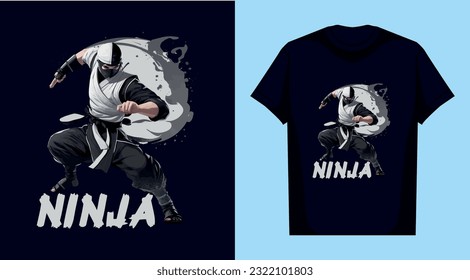 
ninja luchando contra el asombroso diseño de camisetas