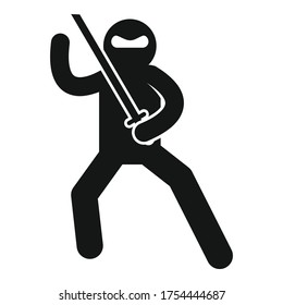 Ninja kämpft Symbol. Einfache Illustration von Ninja-Kämpfen, Vektorsymbol für Webdesign einzeln auf weißem Hintergrund