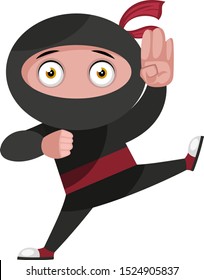 Ninja es la lucha, la ilustración, el vector sobre el fondo blanco.