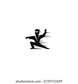 Ninja in fighting pose logo design.