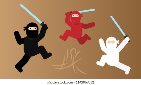 Ninja Fighting Vector Illustration