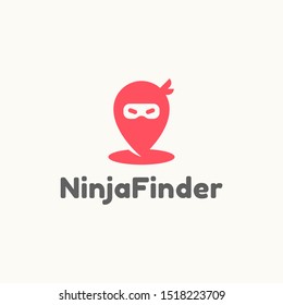 Ninja Finder logo template vector icon. Placeholder with ninja face illustration. EPS 10.