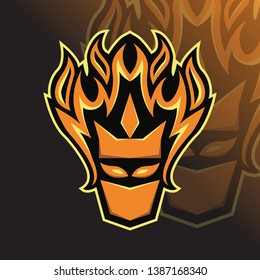Ninja Fire Mascot Logo Concept Vector Illustration. Suitable For Wallpaper, Banner, Background, Card, Book Illustration, Logo, T-Shirt Design, Sticker, Cover, etc