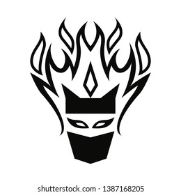 ninja fire mascot logo design illusration concept