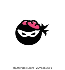 ninja flat combined with simple and minimalist design brain elements this logo is suitable for community business or clothing