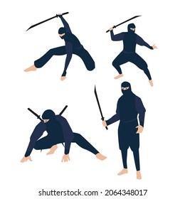 ilustraciones planas de ninja