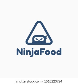 Ninja food logo template vector icon. Onigiri,japanese food with ninja face illustration. EPS 10.