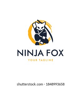 Ninja Fox holding sword logo mascot